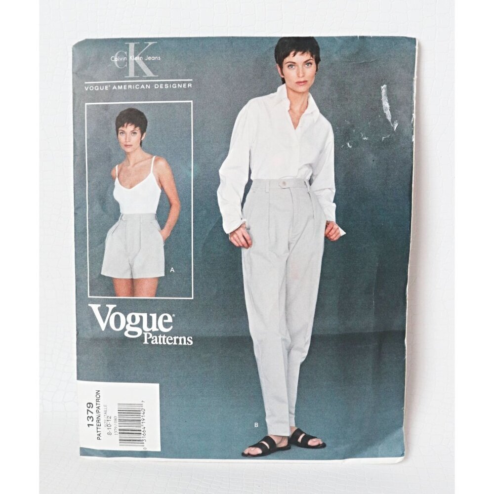 Vintage Vogue Sewing Pattern 1379 Calvin Klein Pants Shorts Size 8 10 12 Uncut